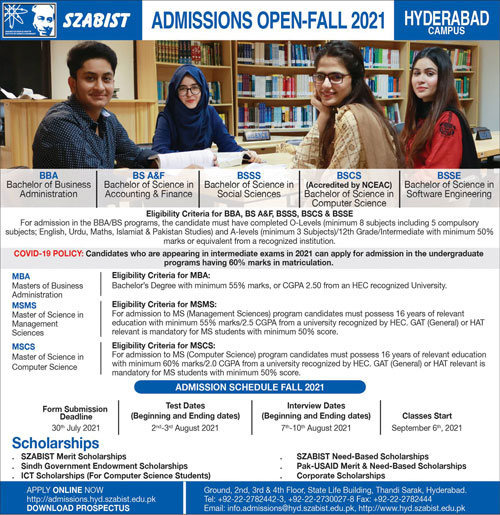 szabist-karachi-admissions-2021-form-online-entry-test-result