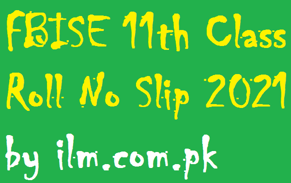 Federal Board FBISE 11th Class Roll No Slip 2025