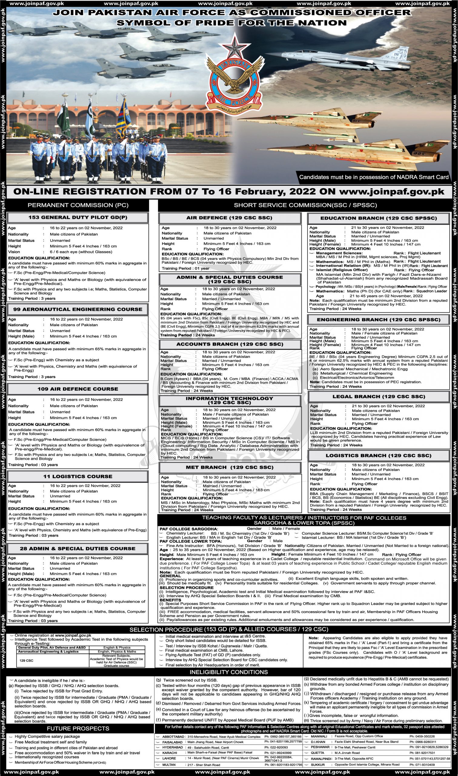Join PAF As GD Pilot 2022 Aeronautical Engineer, Air Defence Course Registration