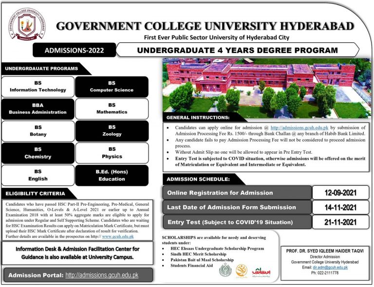 GCUH Merit List 2025 Government College University Hyderabad