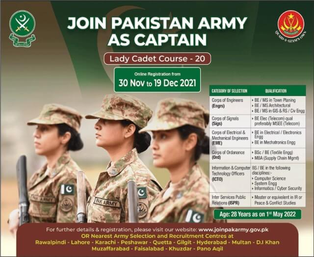 Lady Cadet Course 2022 Registration As a Captain