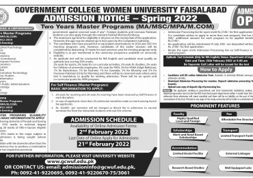 Government College Women University Faisalabad Admission 2022