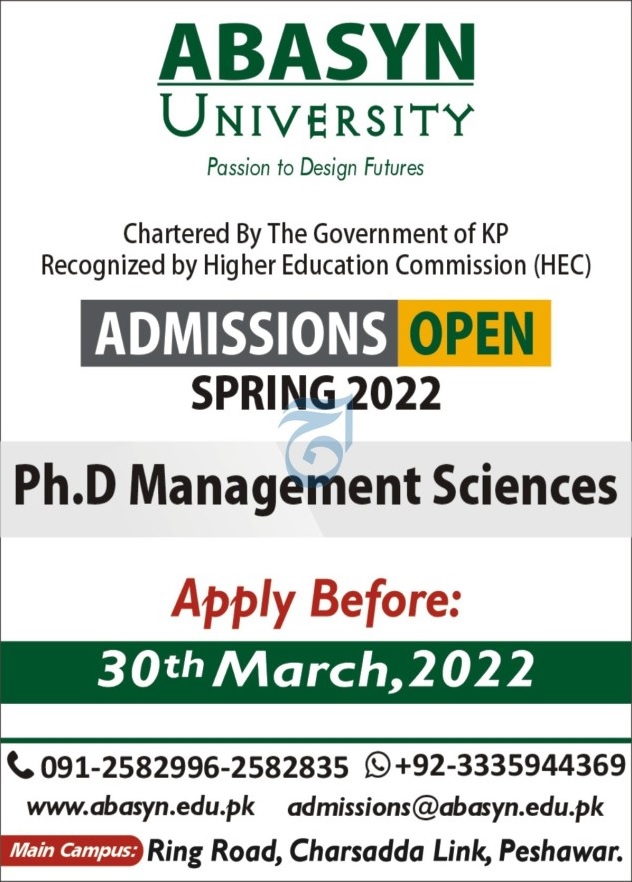 Abasyn University Peshawar Admission 2022 Form