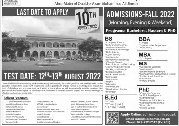 Sindh Madressatul Islam University SMIU Admission 2022