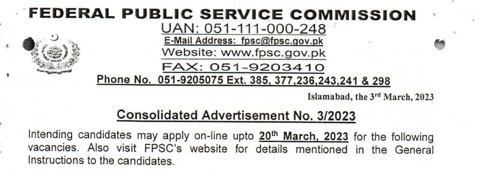 FPSC Jobs 2025