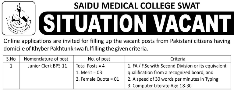 Saidu Teaching Hospital Jobs 2022 Apply Online, Advertisement