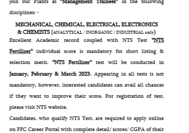 NTS FFC Management Trainee Jobs 2023