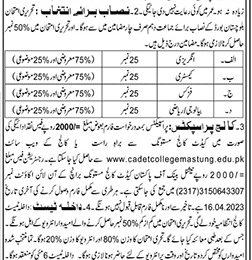 Cadet College Mastung (Balochistan) Admissions 2023