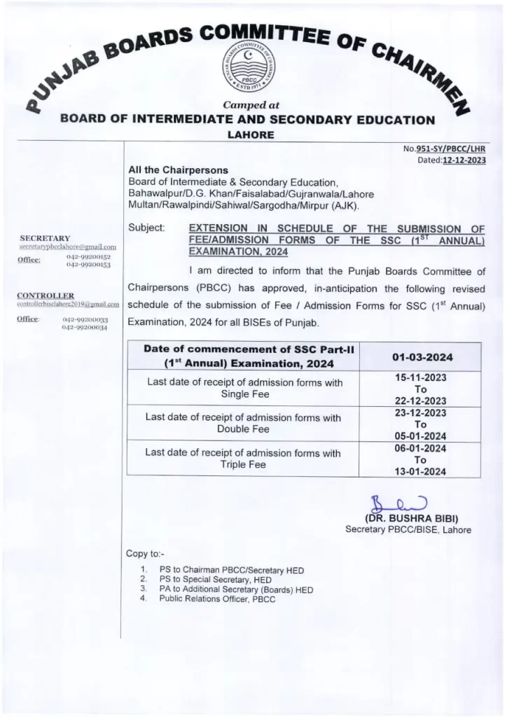 Lahore Board Admission 2024