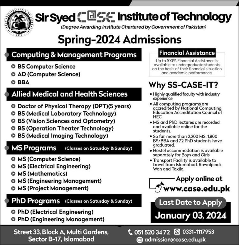 Sir Syed University Of Engineering and Technology SSUET Admission 2025