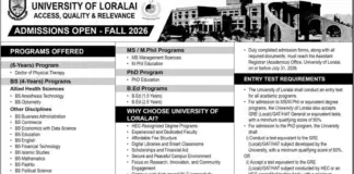 University Of Loralai Admission 2026