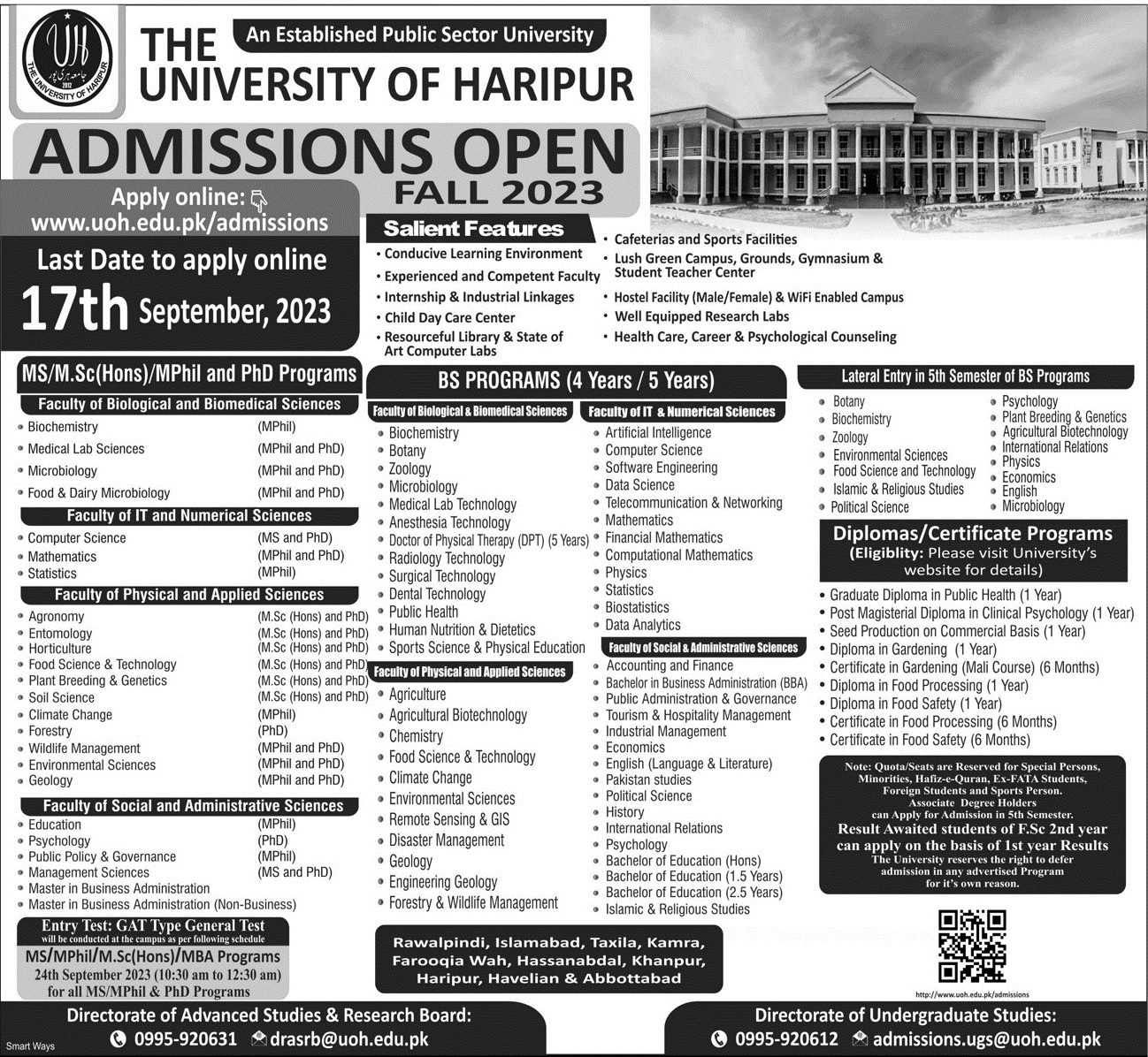 University of Haripur Admission 2023
