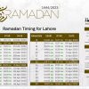 Lahore Ramadan Calendar 2023
