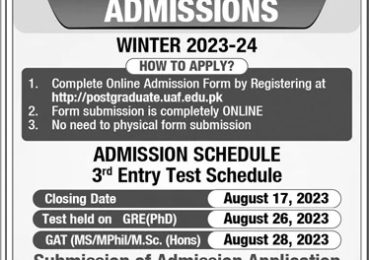 University Of Agriculture Postgraduate Admission 2023