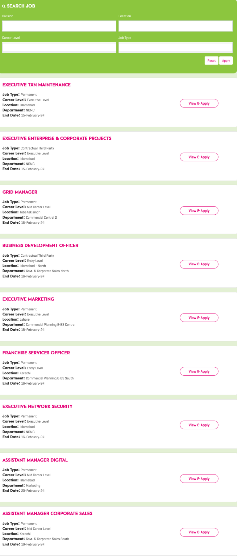 Zong Jobs 2025 Apply Online
