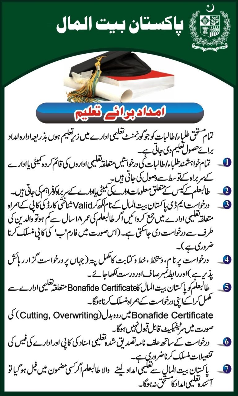 Pakistan Bait-ul-Mal PBM Scholarship 2025
