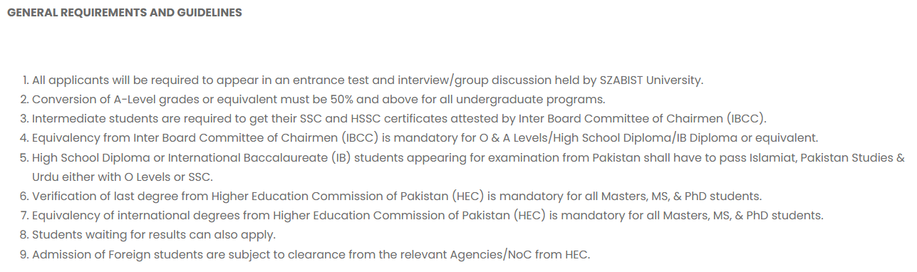 SZABIST Criteria