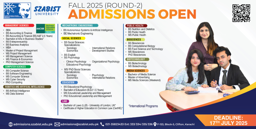 SZABIST Admission 2025
