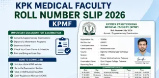 KPK Medical Faculty Roll Number Slip