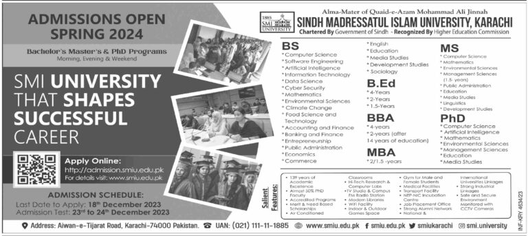 Sindh Madressatul Islam University Merit List 2025