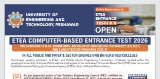 UET Peshawar Entry Test Date 2026