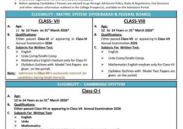 Cadet College Petaro Admission 2026