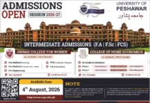 Jinnah College for Women Peshawar Merit List 2026 Jinnah College for Women Peshawar Merit List 2026