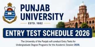 Punjab University Entry Test Schedule 2026