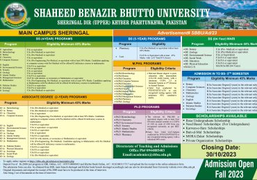 SBBU Sheringal Upper Dir Admission 2023