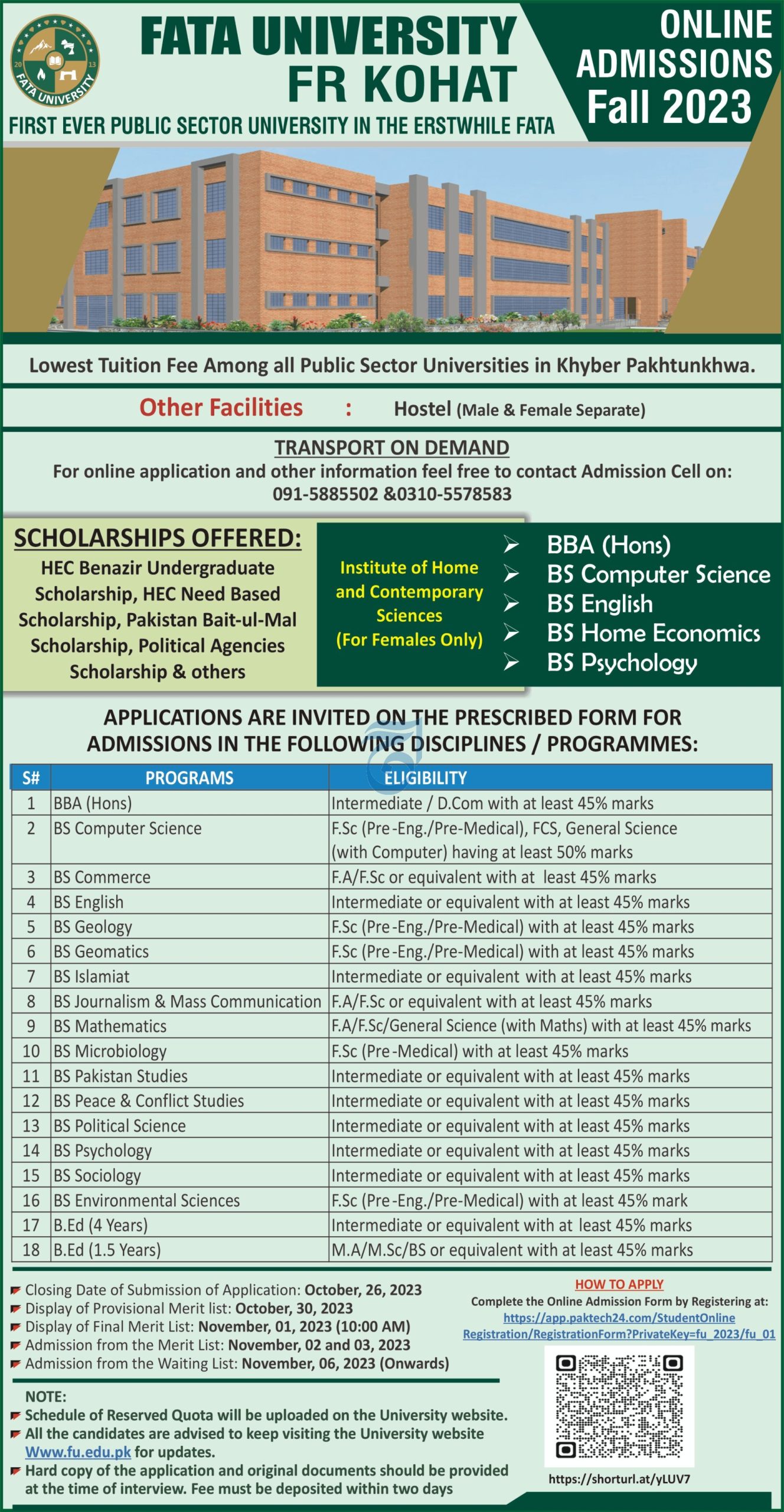 FATA University Admission