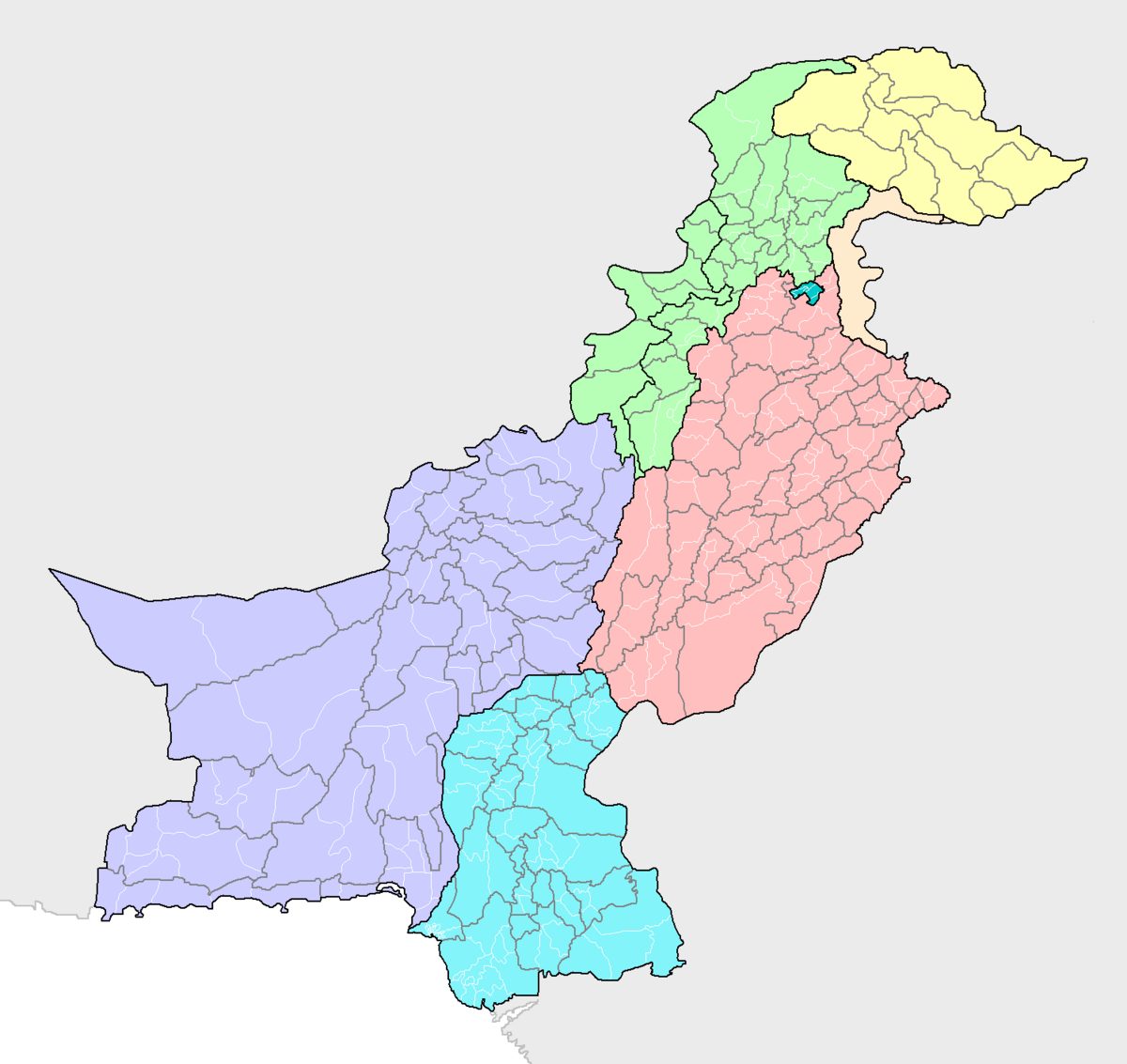 How many Districts in Pakistan also Describe Provinces with Headings?