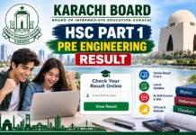 Karachi Board HSC Part 1 Pre Engineering Result