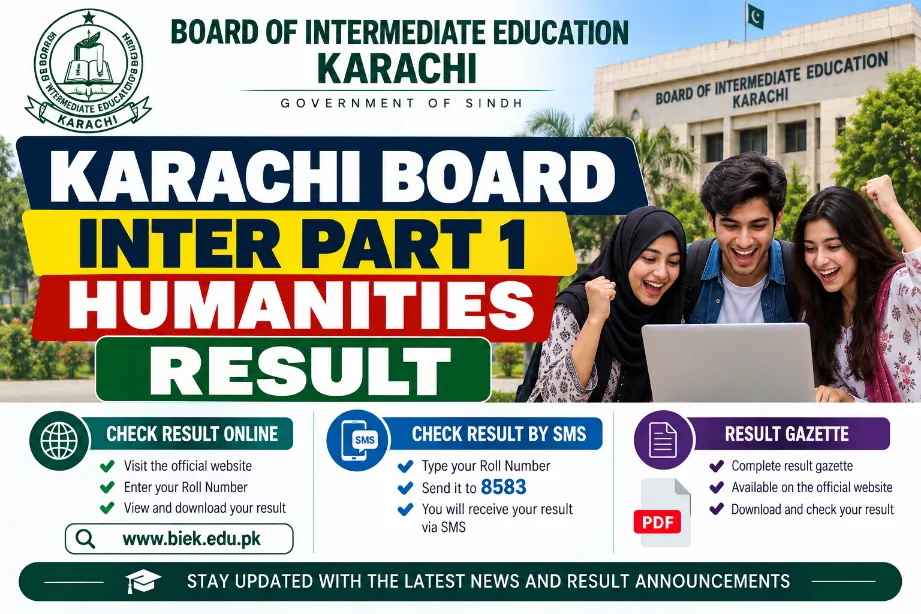 Karachi Board Inter Part 1 Humanities Result