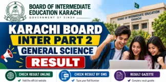 Karachi Board Inter Part 2 General Science Result