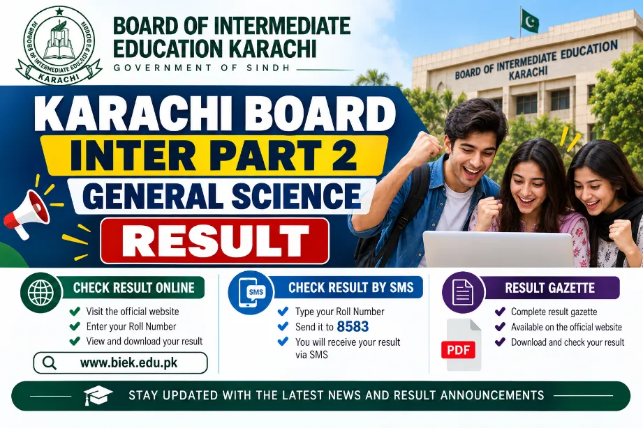 Karachi Board Inter Part 2 General Science Result