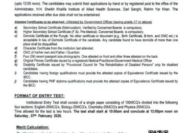 Sheikh Zayed Medical College Rahim Yar Khan Admission