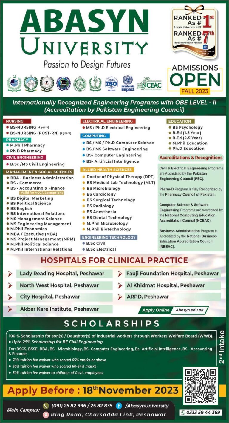 Abasyn University Admission 2025 Form