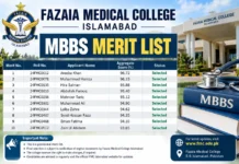 Fazaia Medical College Islamabad MBBS Merit List