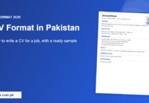 CV format in Pakistan 2026 with sample CV for job